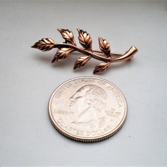 Vintage Russian Russia USSR 14K 583 Rose Pink Gold Tree Branch Leaf Brooch Pin - Picture 4 of 7